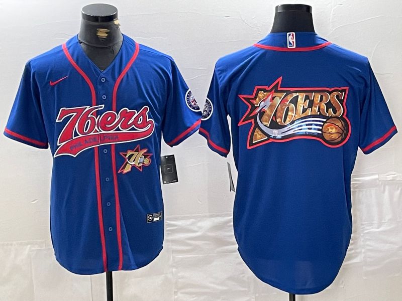 Men Philadelphia 76ers Blank Blue Jointly 2024 Nike NBA Jersey style 4->philadelphia 76ers->NBA Jersey